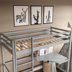 Sydney Bunk Bed 3ft Single With Corner Desk Pine - Grey