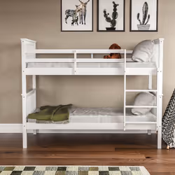 Milan Bunk Bed High Sleeper Ladder Solid Wood Pine - White