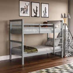 Milan Bunk Bed High Sleeper Ladder Solid Wood Pine - Grey