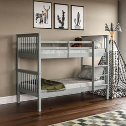 Milan Bunk Bed High Sleeper Ladder Solid Wood Pine - Grey
