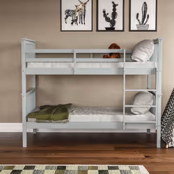 Milan Bunk Bed High Sleeper Ladder Solid Wood Pine - Grey