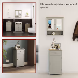 Priano Grey 1 Drawer 1 Door Storage Cabinet