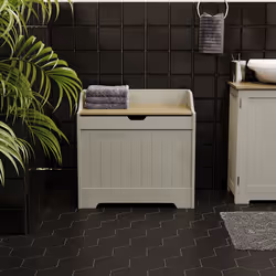 Priano Laundry Chest Clothes Storage Basket Oak Lid