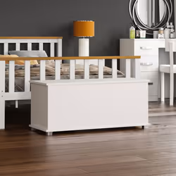 Leon Storage Ottoman Wood Toy Box Bench Stool - White