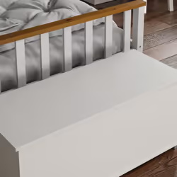 Leon Storage Ottoman Wood Toy Box Bench Stool - White