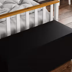 Leon Storage Ottoman Wood Toy Box Bench Stool - Black