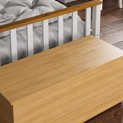 Leon Storage Ottoman Wood Toy Box Bench Stool - Pine