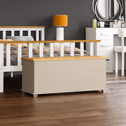 Arlington Storage Ottoman Wood Blanket Toy Box Oak - Grey