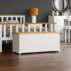 Arlington Storage Ottoman Wood Blanket Toy Box Oak - White