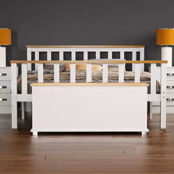Arlington Storage Ottoman Wood Blanket Toy Box Oak - White