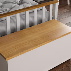 Arlington Storage Ottoman Wood Blanket Toy Box Oak - White