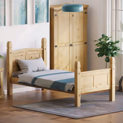 Corona Bed Frame High Foot Pine Wood Rustic Wax - Single