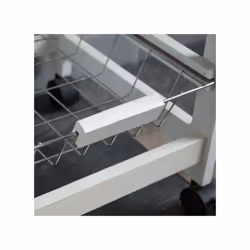 3 4 Tier Kitchen Trolley Wood Metal basket Drawers - 4 Tier, White