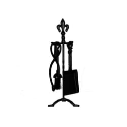 Fleur De Lys 5 Piece Companion Set Fireplace Stand - Black