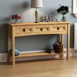 Corona 3 Drawer Console Table Hallway Storage Pine