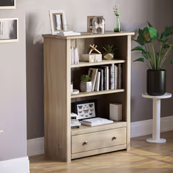 Panama 1 Drawer Bookcase Shelving Display Pine Wood