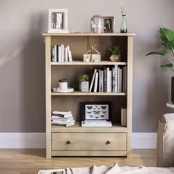 Panama 1 Drawer Bookcase Shelving Display Pine Wood