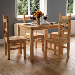 Corona 4 Seater Dining Table Chairs Set Pine Wood