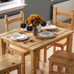 Corona 4 Seater Dining Table Chairs Set Pine Wood