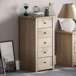 Panama 5 Drawer Chest of Drawers Narrow Storage