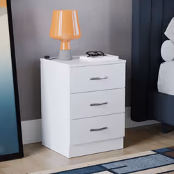 Riano 3 Drawer Bedside Chest Bedside Table Storage - White