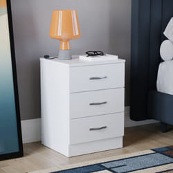 Riano 3 Drawer Bedside Chest Bedside Table Storage - White