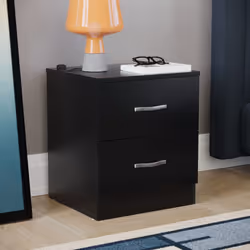 Riano 2 Drawer Bedside Chest Bedside Table Storage - Black