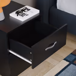 Riano 2 Drawer Bedside Chest Bedside Table Storage - Black