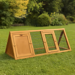 Triangle Pet Hutch With Run Wooden Cage Large