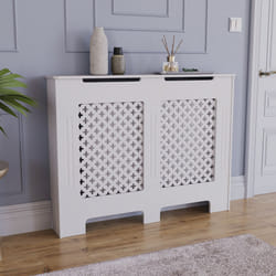 Oxford Radiator Cover White Grill Cabinet Guard - Medium