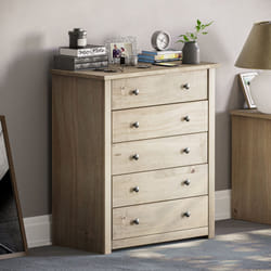 Panama 5 Drawer Chest Bedroom Storage Rustic Pine