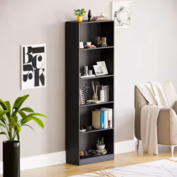 Cambridge 5 Tier Bookcase Tall Shelf Storage Unit - Black
