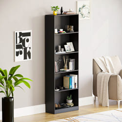 Cambridge 5 Tier Bookcase Tall Shelf Storage Unit - Black