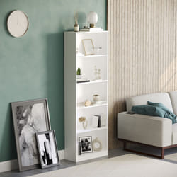 Cambridge 5 Tier Bookcase Tall Shelf Storage Unit - White