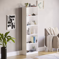 Cambridge 5 Tier Bookcase Tall Shelf Storage Unit - White