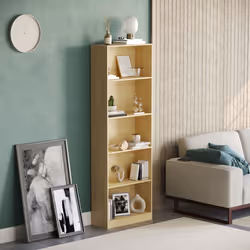 Cambridge 5 Tier Bookcase Tall Shelf Storage Unit - Oak