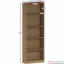 Cambridge 5 Tier Bookcase Tall Shelf Storage Unit - Oak