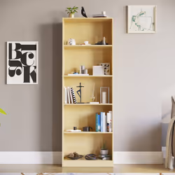 Cambridge 5 Tier Bookcase Tall Shelf Storage Unit - Oak