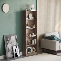 Cambridge 5 Tier Bookcase Tall Shelf Storage Unit - Walnut