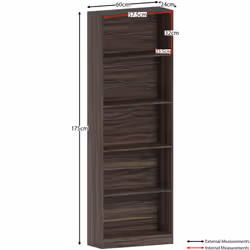 Cambridge 5 Tier Bookcase Tall Shelf Storage Unit - Walnut