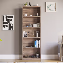 Cambridge 5 Tier Bookcase Tall Shelf Storage Unit - Walnut