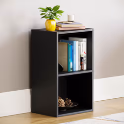 Oxford 2 Tier Cube Bookcase Modern Storage Unit - Black