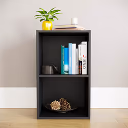Oxford 2 Tier Cube Bookcase Modern Storage Unit - Black