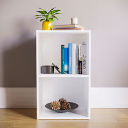 Oxford 2 Tier Cube Bookcase Modern Storage Unit - White