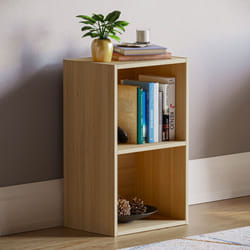 Oxford 2 Tier Cube Bookcase Modern Storage Unit - Oak