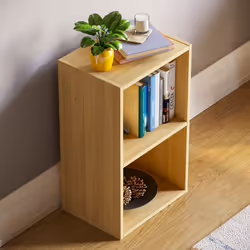 Oxford 2 Tier Cube Bookcase Modern Storage Unit - Oak
