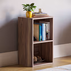 Oxford 2 Tier Cube Bookcase Modern Storage Unit - Walnut