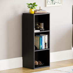 Oxford 3 Tier Cube Bookcase Library Shelving Unit - Black