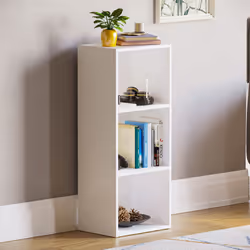 Oxford 3 Tier Cube Bookcase Library Shelving Unit - White
