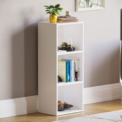 Oxford 3 Tier Cube Bookcase Library Shelving Unit - White